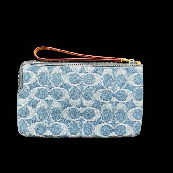 Coach Signature Medium Denim Zip Wristlet - Picture 2 of 6